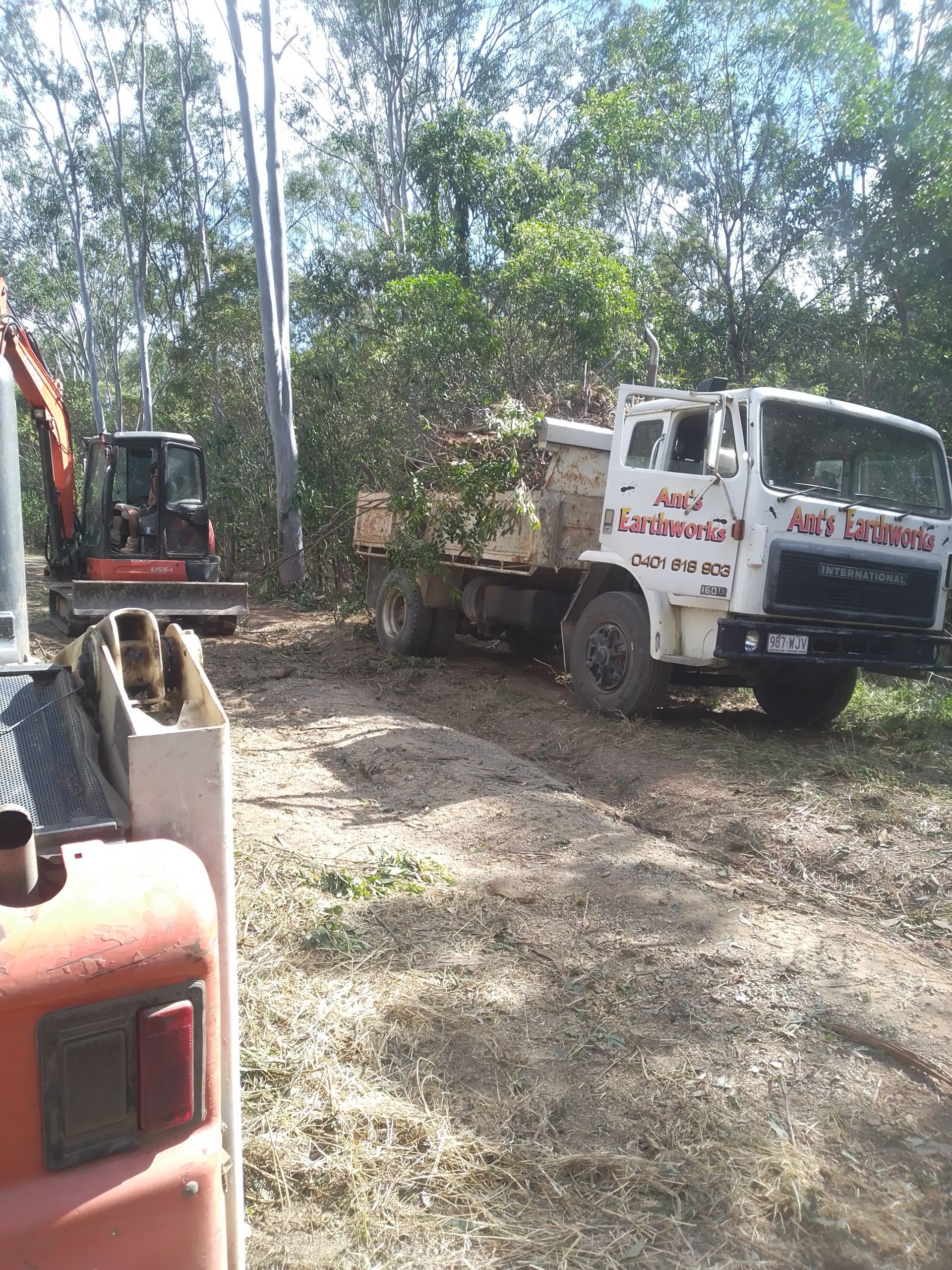 A Truck With Plants In The Back Is Parked — Ant's Earthworks In North Deep Creek, QLD