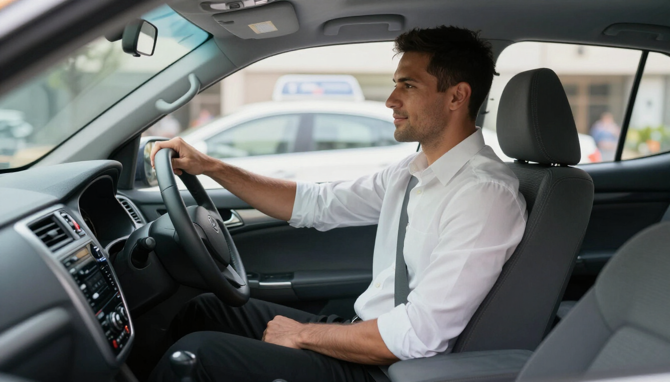 Professionell taxiförare redo för arbete