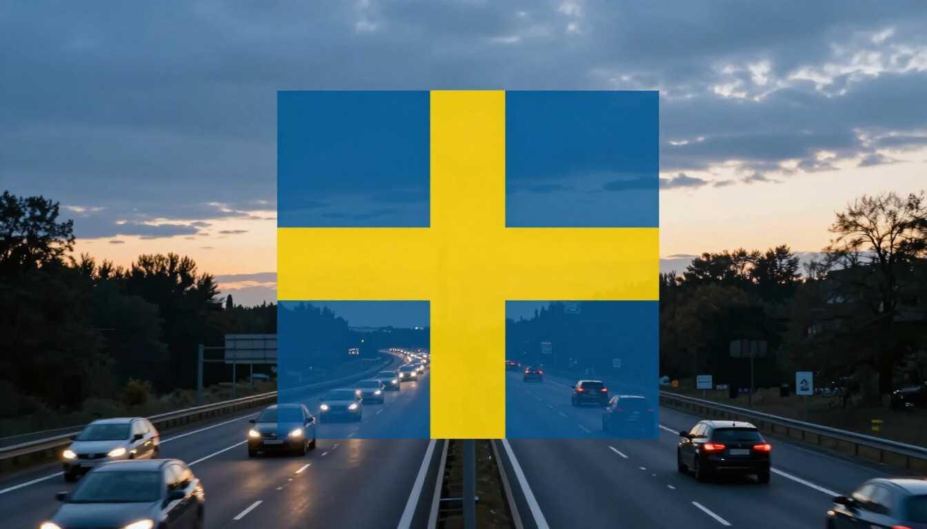 Transportstyrelsens logotyp och trafikmiljö