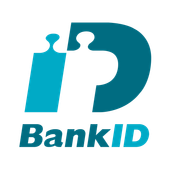 BankID-logotyp med en blågrön pusselbitsikon och blå text på vit bakgrund
