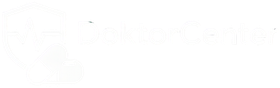 Mestadels blank vit bild med en svag ljusgrå linje längs de övre och nedre kanterna, DoktorCenter logo