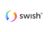 Swish-logotypen: Färgglad, böjd design med ordet 
