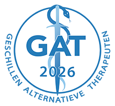 Blue GAT logo with a snake around a sword; text