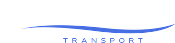 a blue wave with the word transport written below it on a white background .