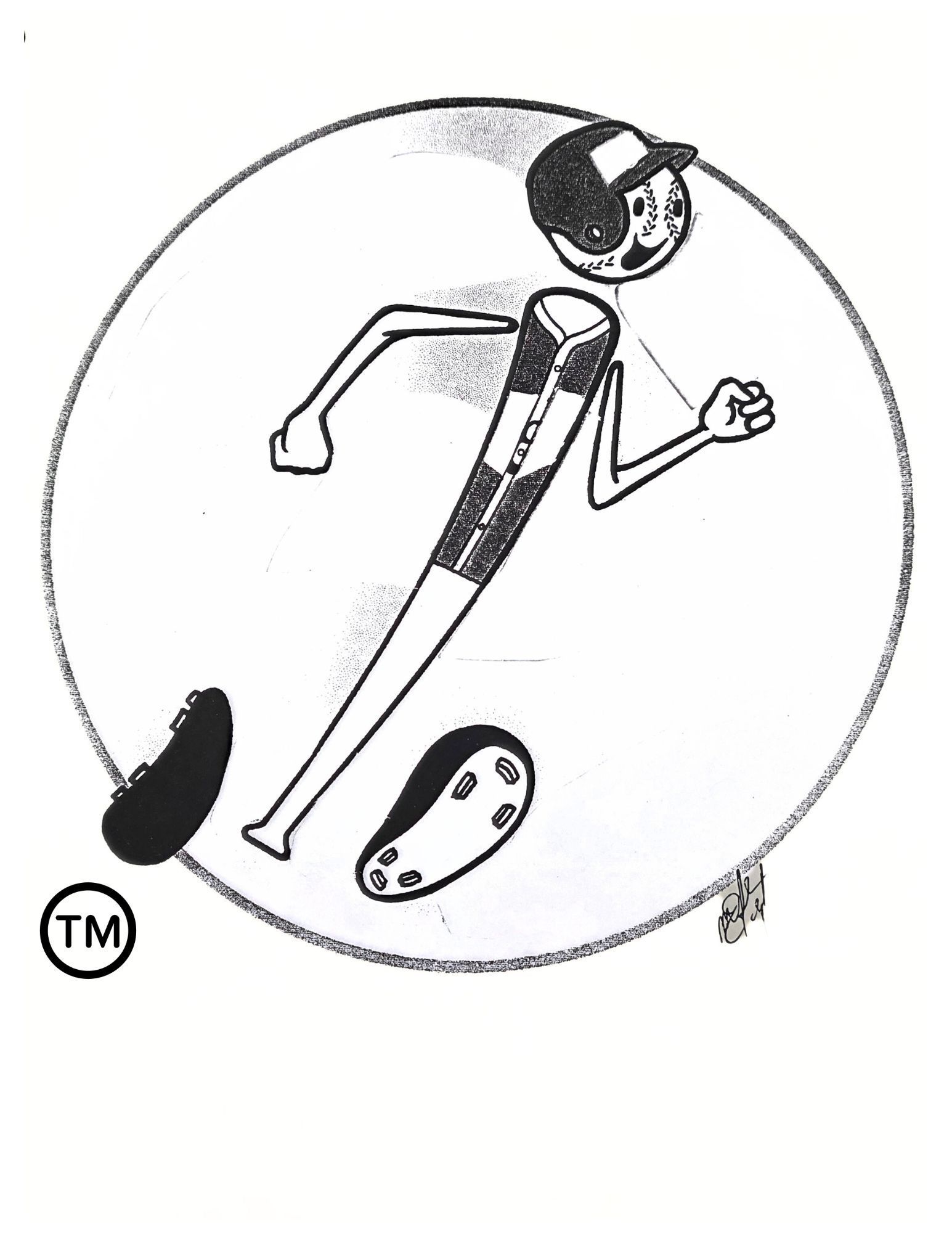 Sluggy cartoon character concept design in black and white 