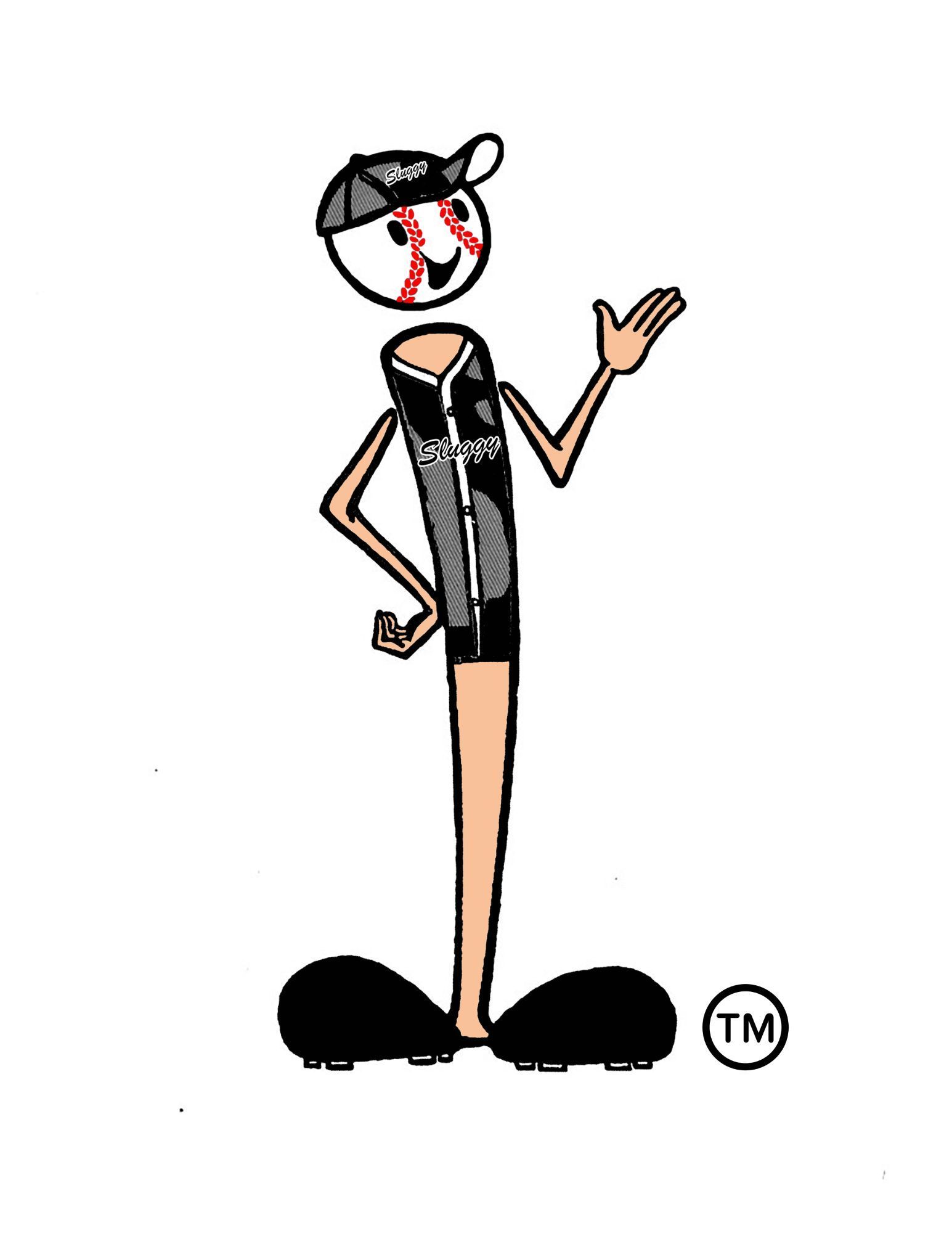 Early Sluggy character design in black jersey 