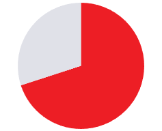 Red pie chart with a light gray segment and a larger bright red segment