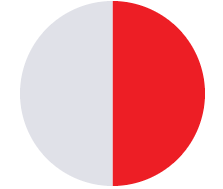 Half-gray, half-red circle split vertically down the middle.