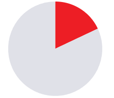 Light gray pie chart with a small red slice in the upper right.