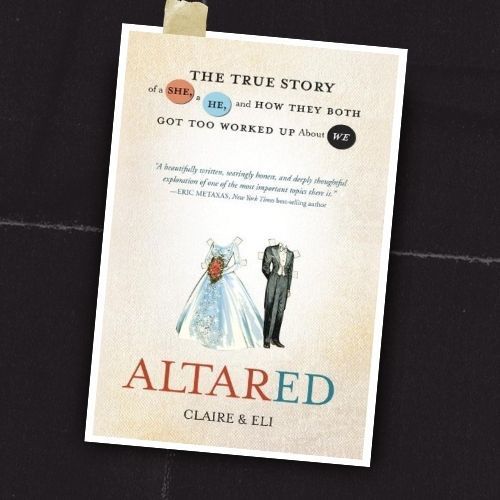 Book cover titled “Altared” with a bride and groom illustration on a white background.