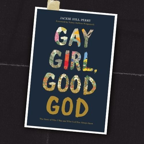 Book cover with dark background titled “Gay Girl, Good God” in colorful floral lettering