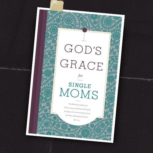 Book cover reading “God’s Grace for Single Moms” on a teal patterned background.