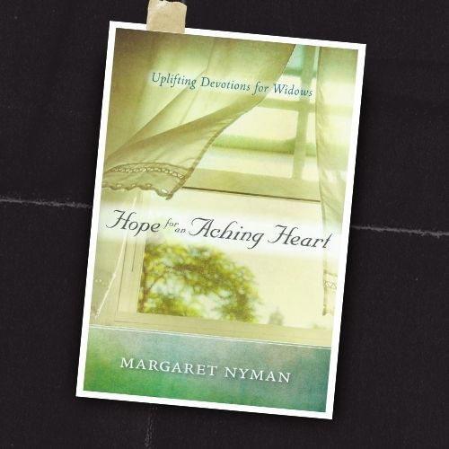 Book cover titled “Hope for an Aching Heart” by Margaret Nyman, with soft green and white design