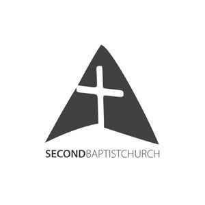 Second Baptist Church logo with a white cross inside a dark triangular shape