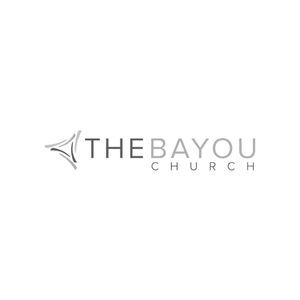 The Bayou Church logo in gray text with a stylized cross icon on a white background