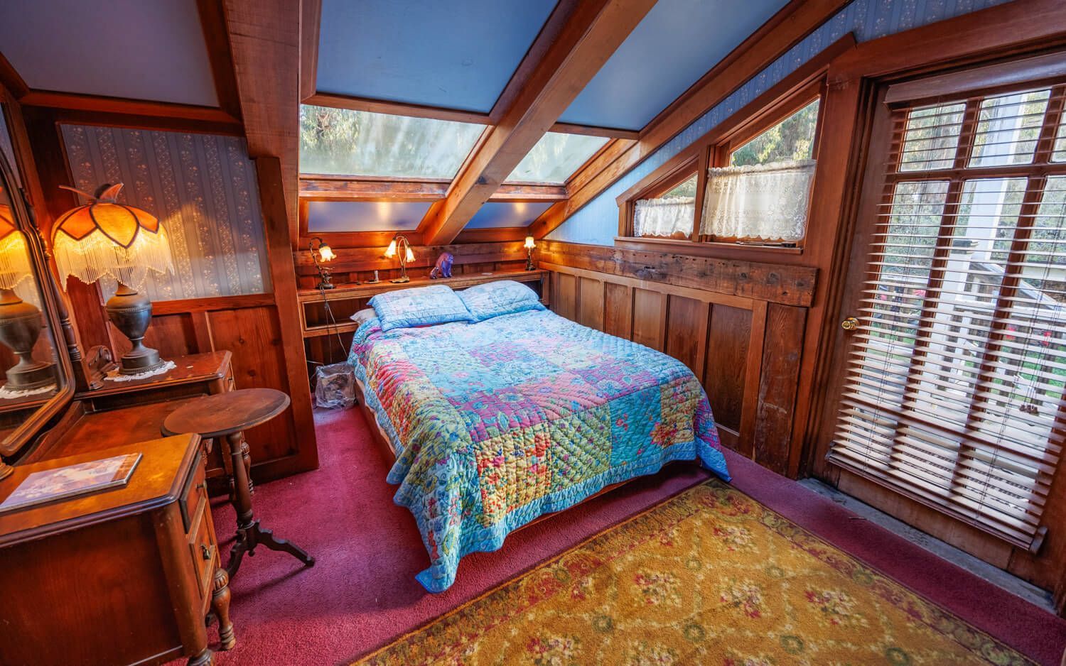 The Blue Balcony Room getaway at the Howard Creek Ranch on the Mendocino Coast.
