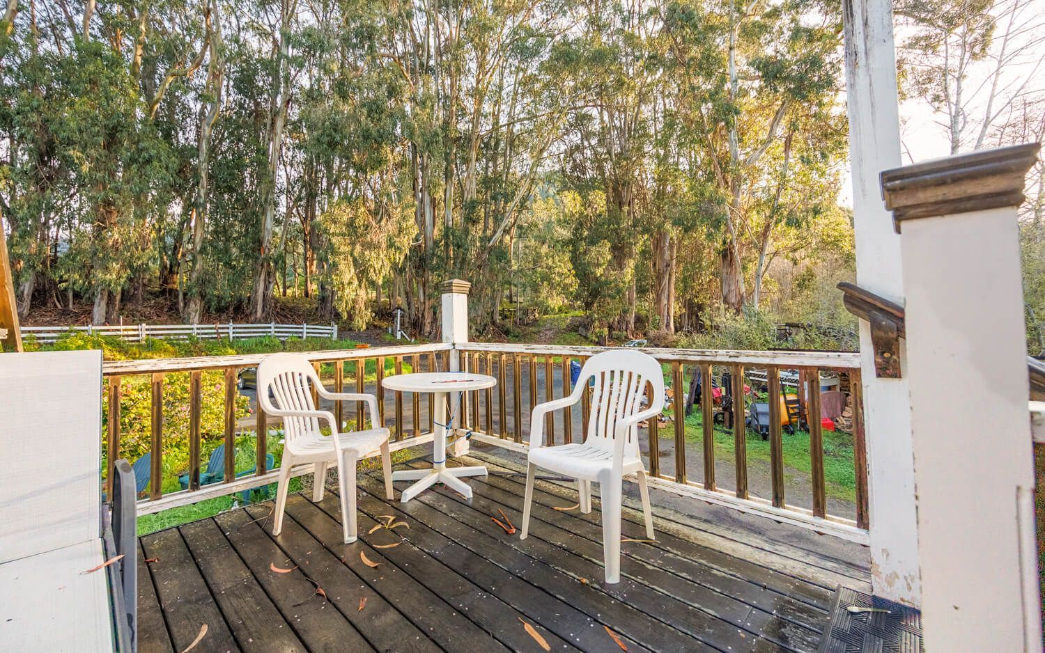 The Blue Balcony Room getaway at the Howard Creek Ranch on the Mendocino Coast.