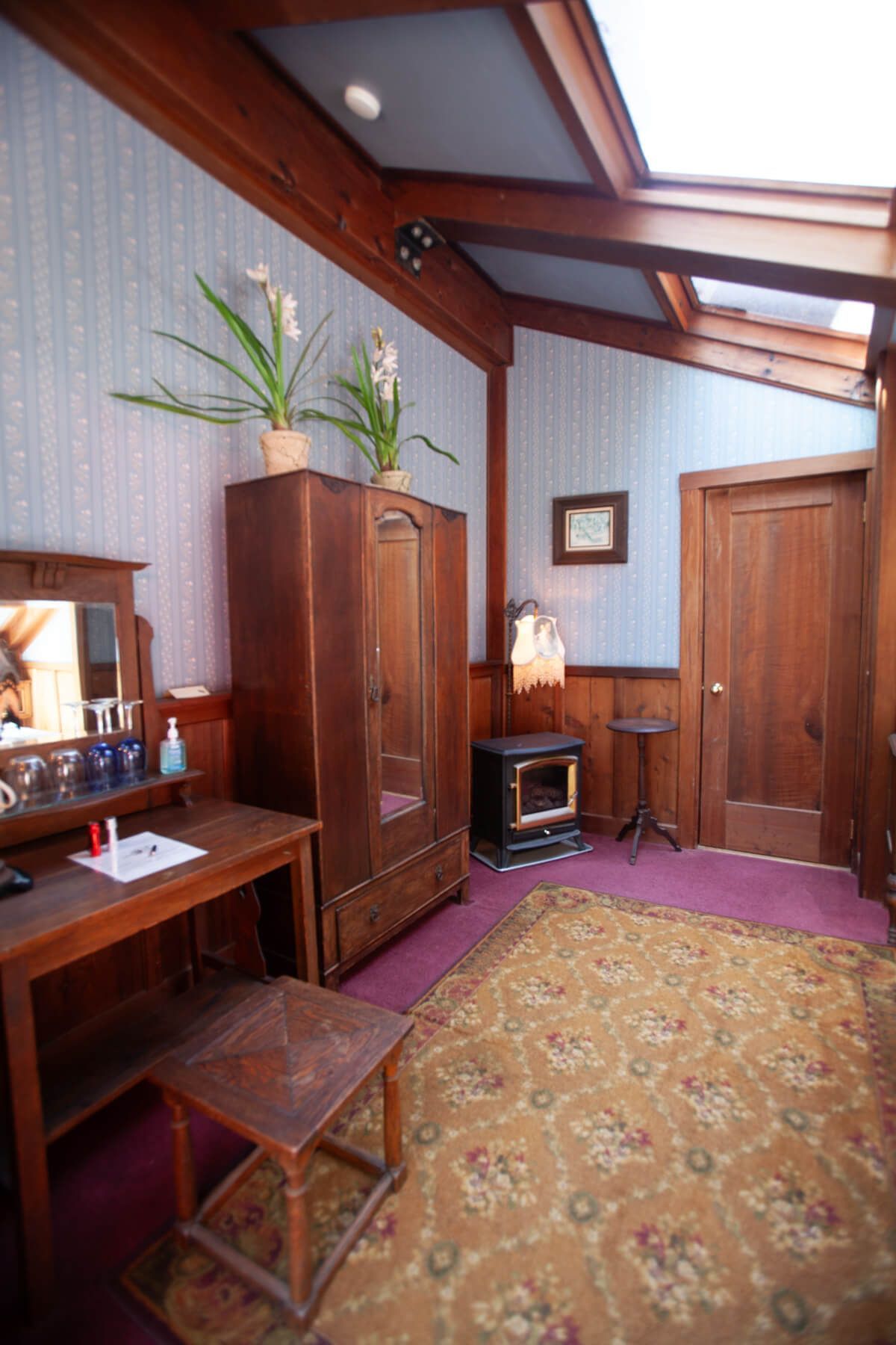 The Blue Balcony Room getaway at the Howard Creek Ranch on the Mendocino Coast.