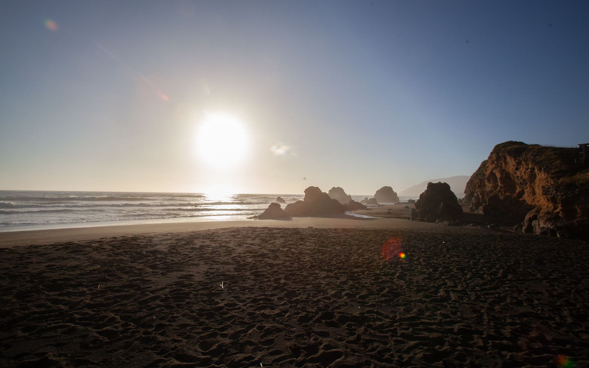 Sunset at the Howard Creek Ranch getaway on the North Mendocino Coast.