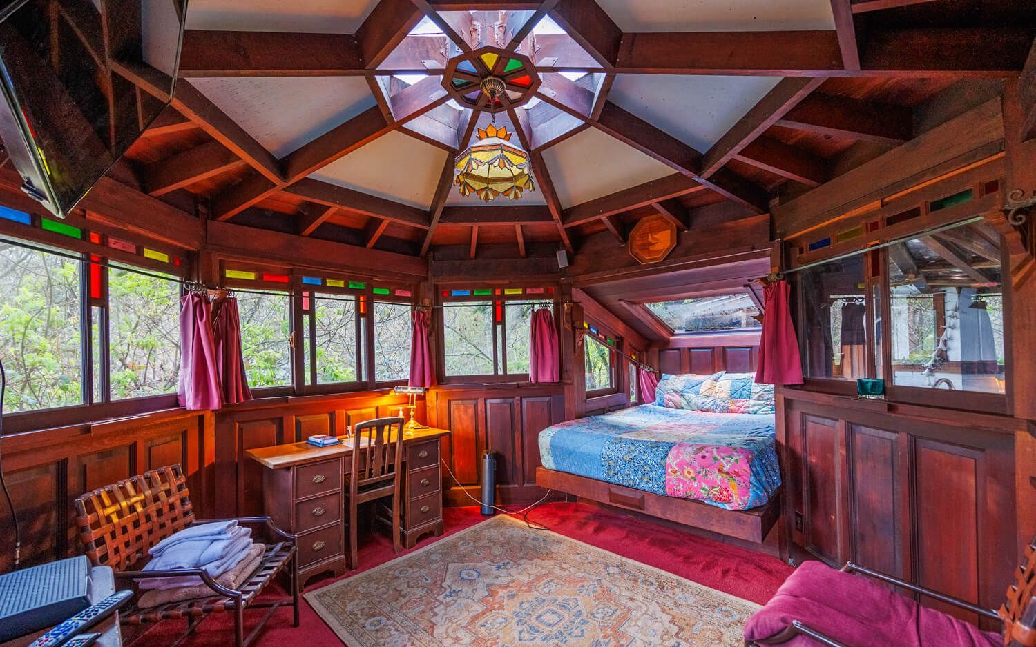 The Octagonal Cabin getaway at the Howard Creek Ranch on the Mendocino Coast.