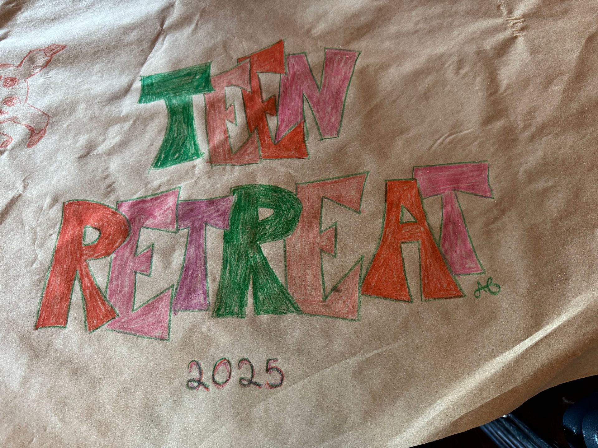 A brown paper table setting with the words 