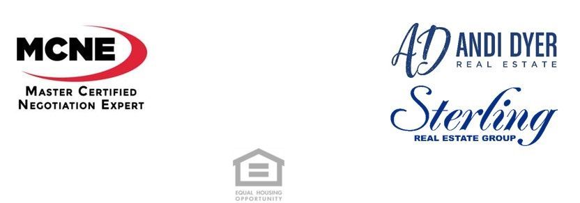 The logos for mcne master certified negotiation expert and andi dyer real estate group