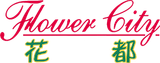 Flower City logo in red, Chinese characters in green.