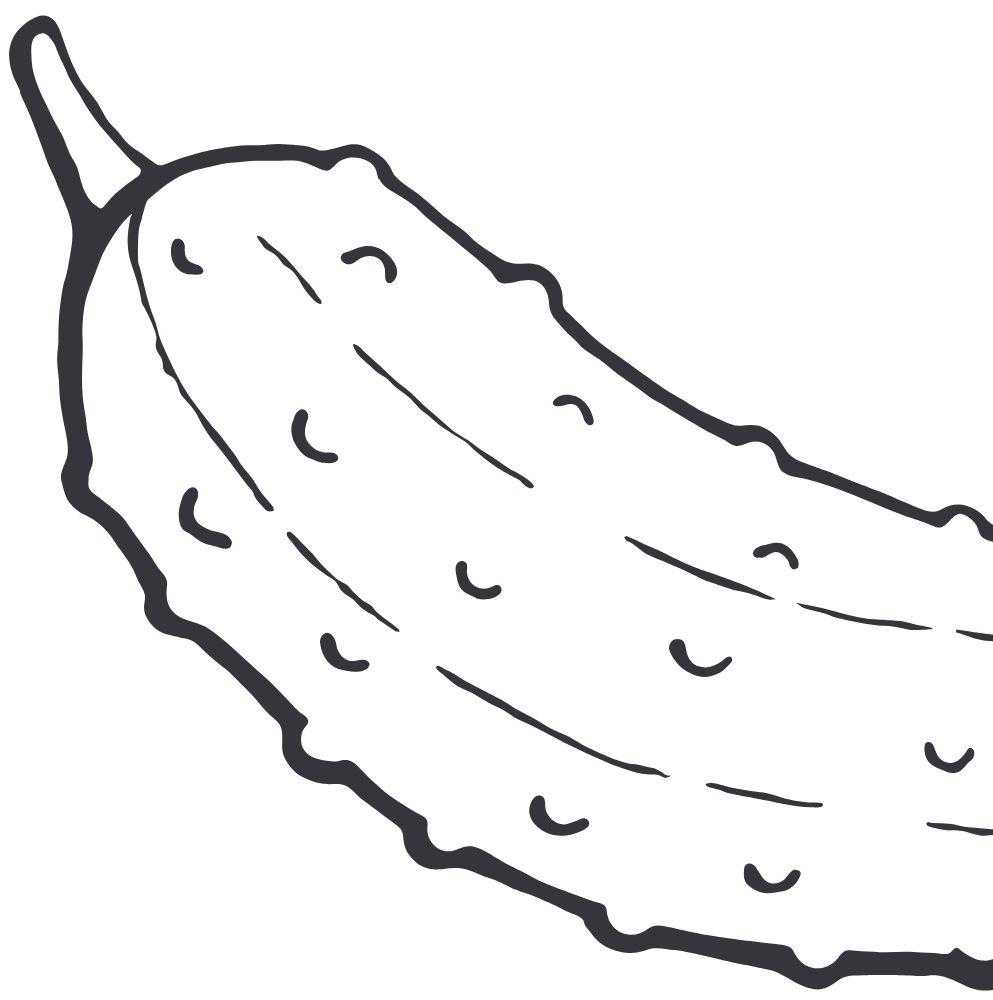 Outline of a cucumber, with a rough skin texture.