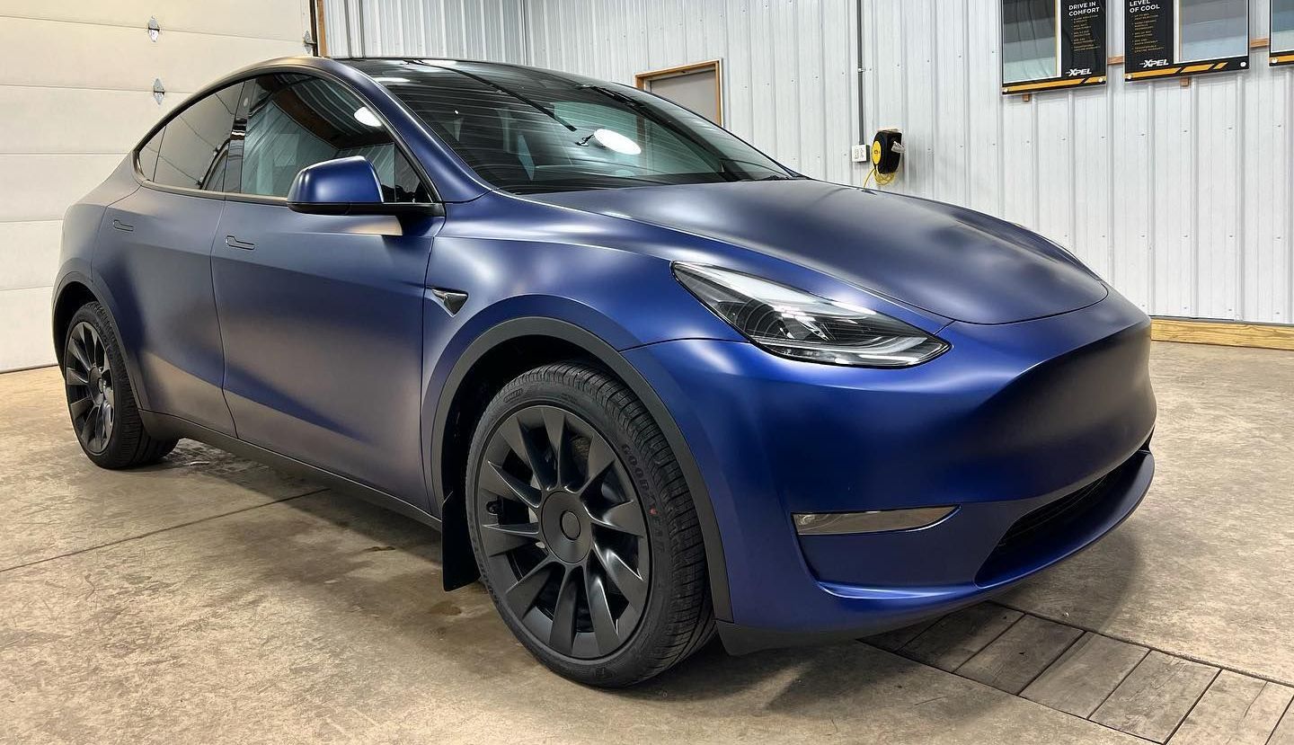 blue car with Paint Protection Film