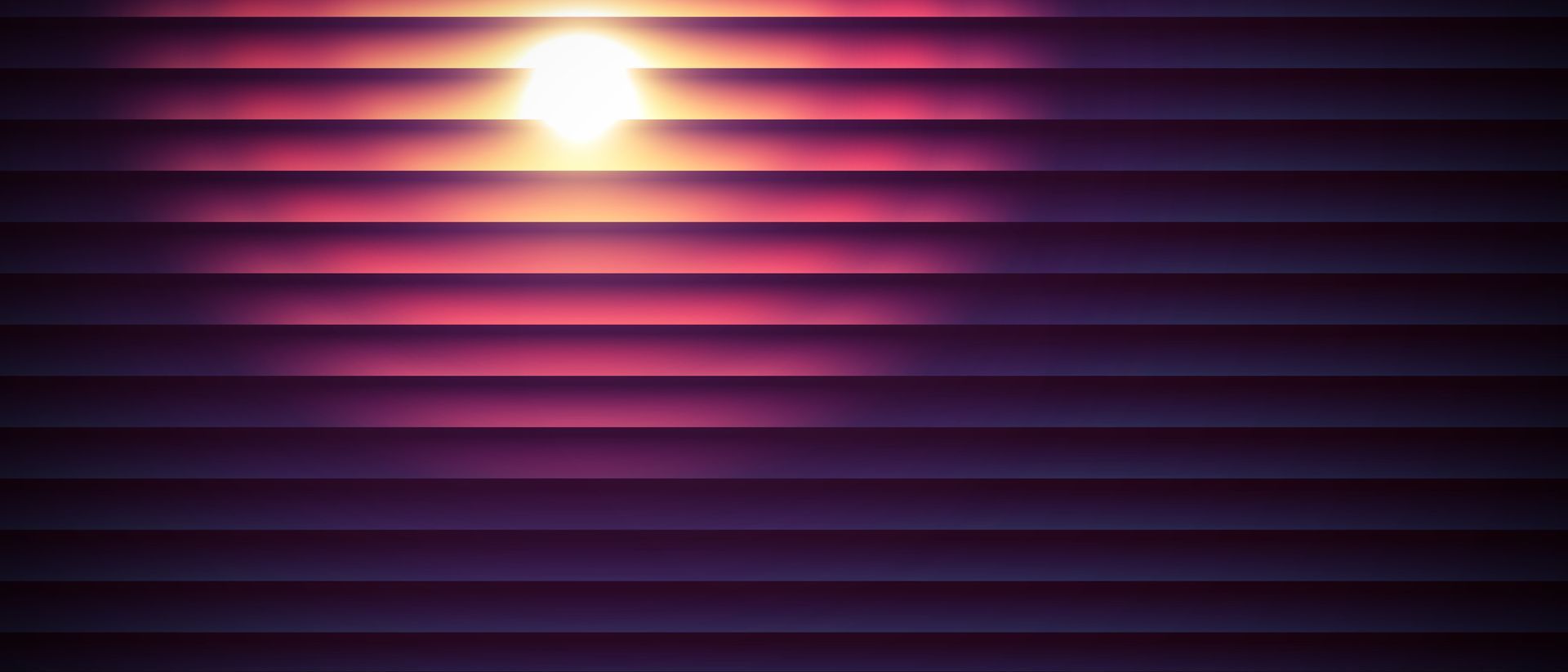 The sun being blocked by a set of UV-resistant blinds 