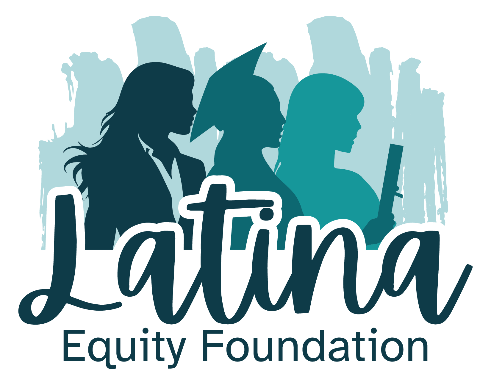 Latina Equity Foundation logo with silhouettes of three women and bold 'Latina' text.