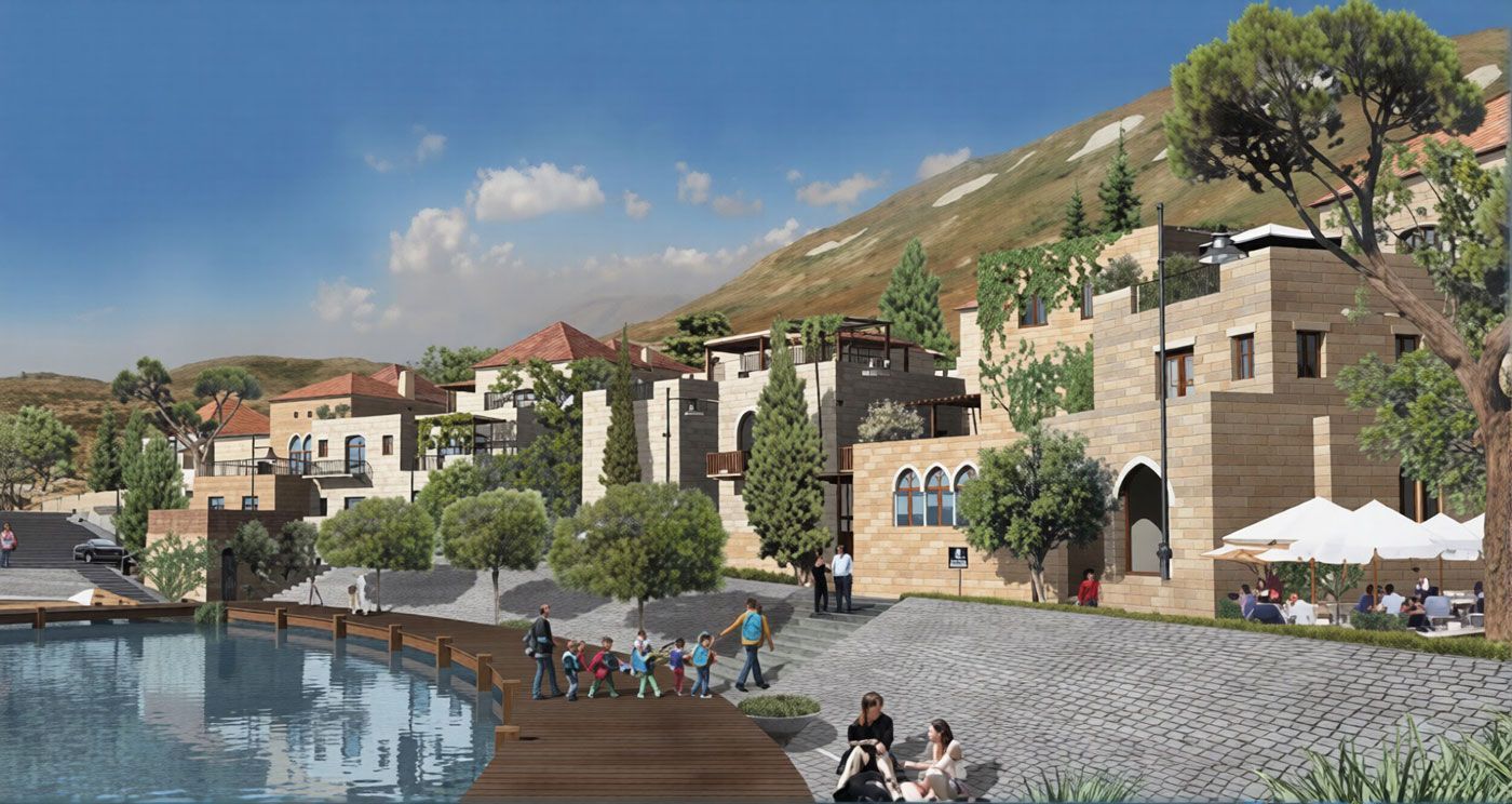 Sannine Project in mountainous Sannine area in Lebanon, with model villages, five star hotels, lakes, playgrounds, and landing pads for gliders and helicopters.