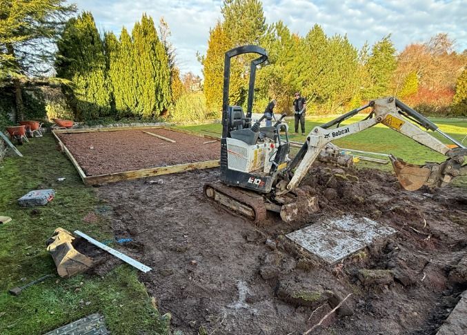 Driveway excavation and ground preparation before installation
