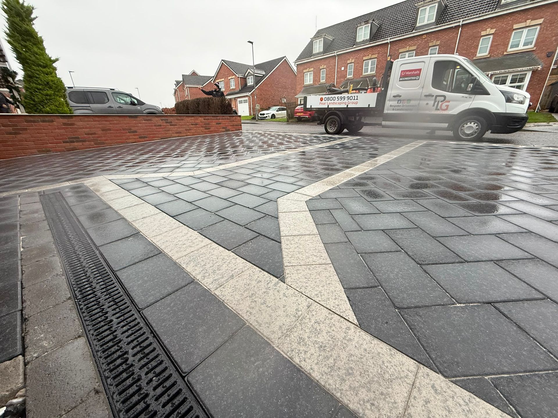 ACO drainage channel beside Marshalls Lunar block paving on the Glenboig driveway