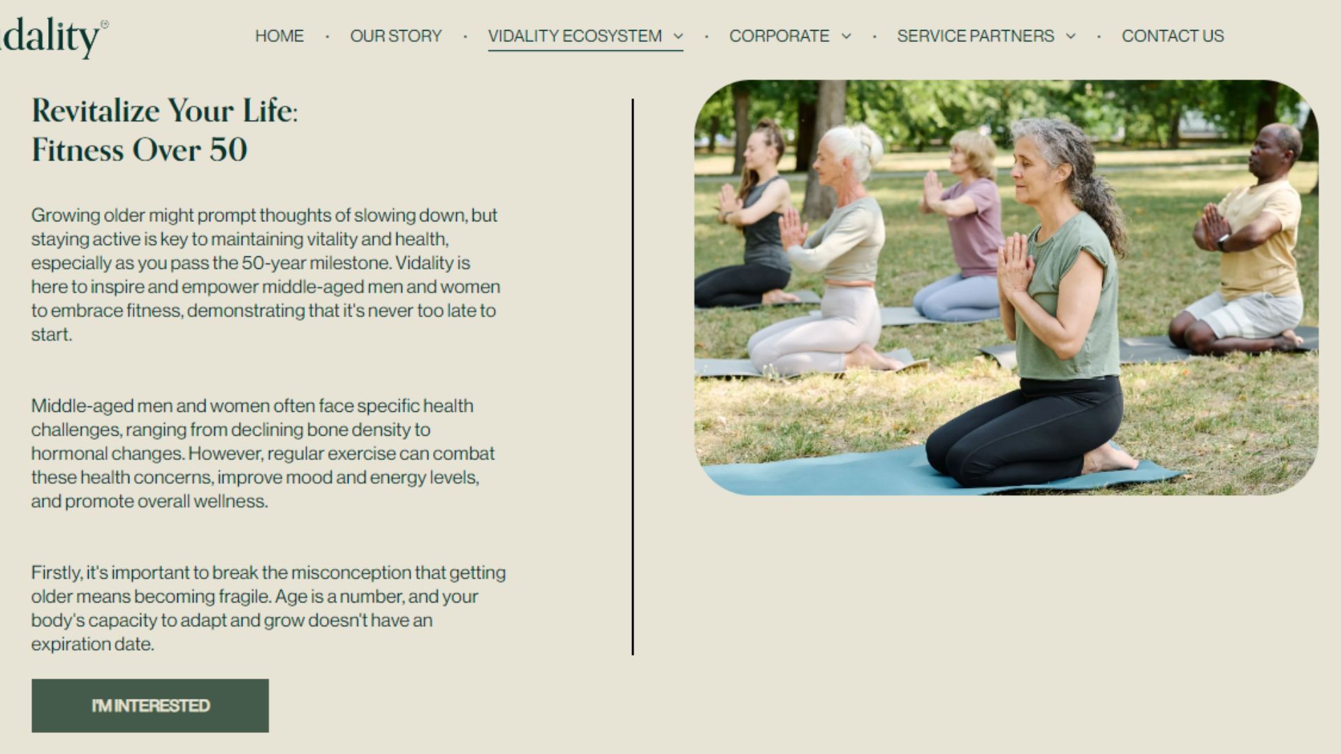 Image of a serene yoga studio website page with calming colors, images of nature, and class schedule displayed prominently.
