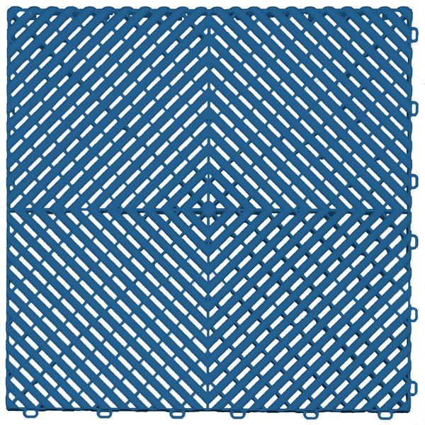 A blue plastic tile with a diamond pattern on it.