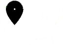 Black location pin icon on a white background