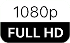 1080p FULL HD text on a black-and-white label