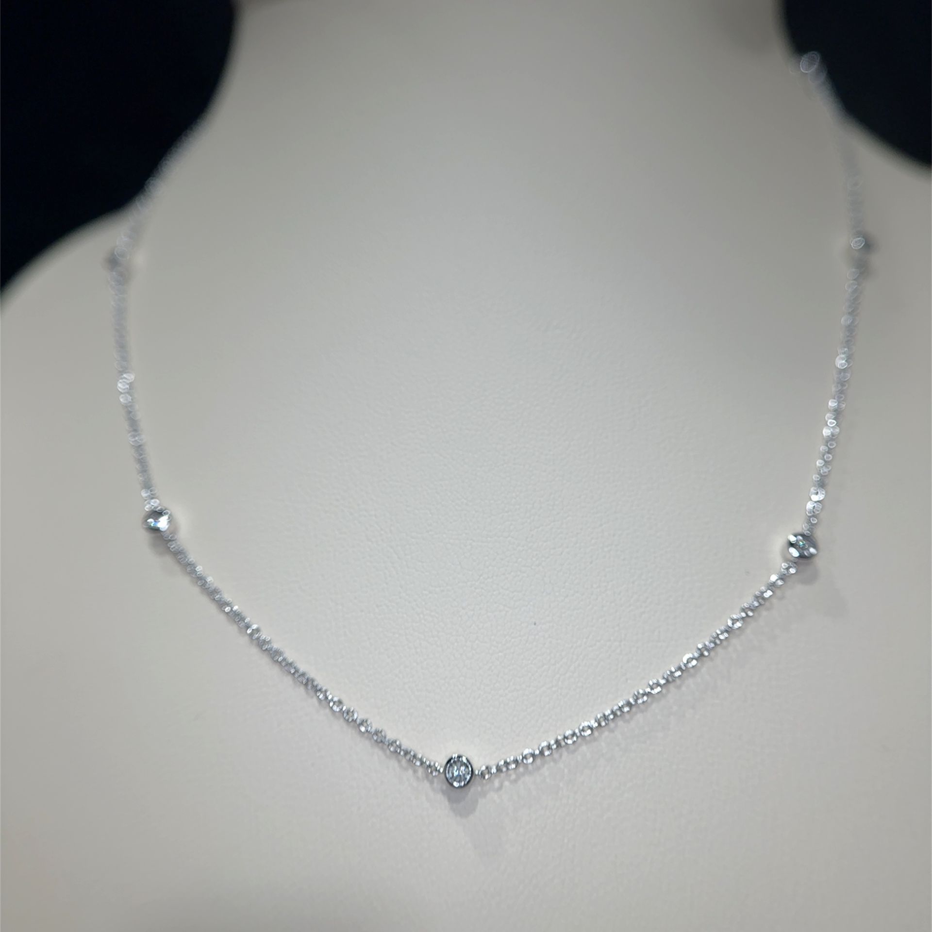 White Gold Diamond Station Necklace