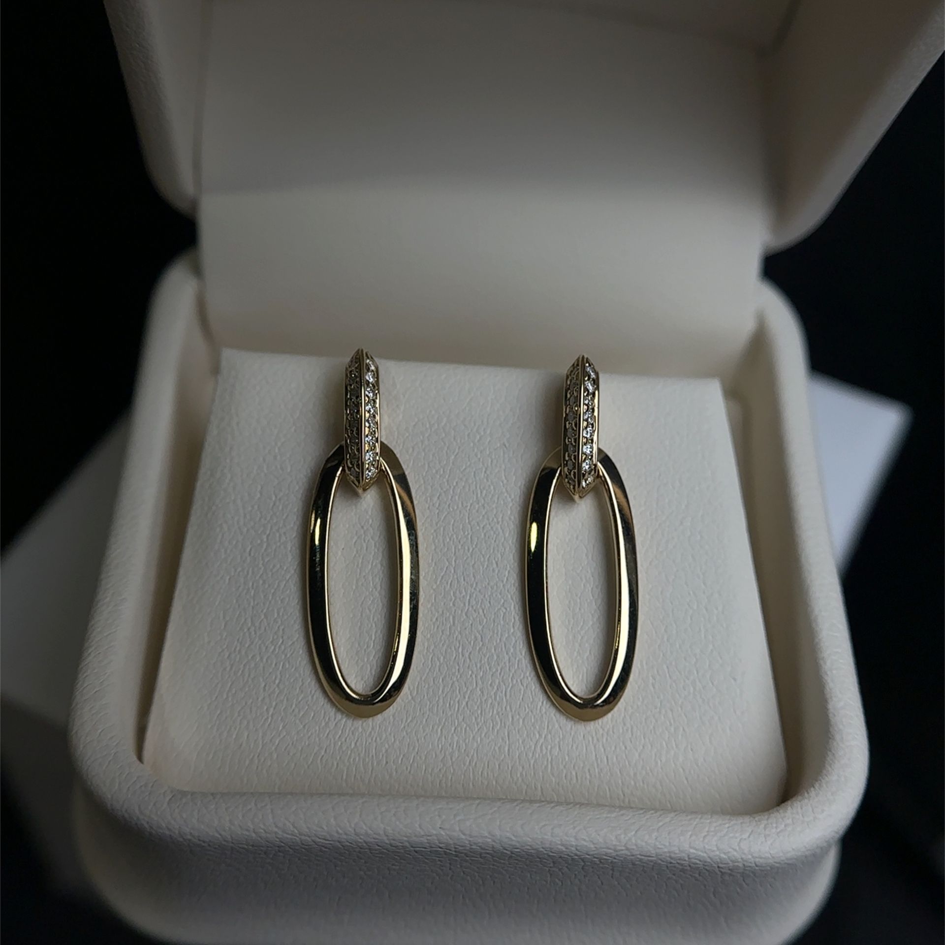 Yellow Gold Diamond Oval Earrings