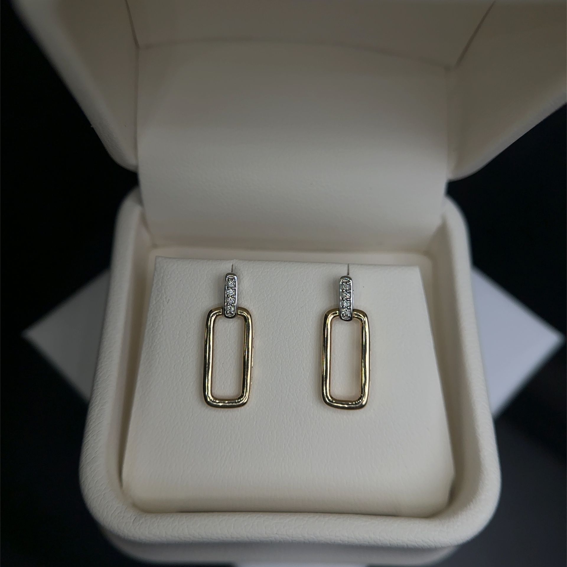 Yellow Gold Diamond Square Earrings