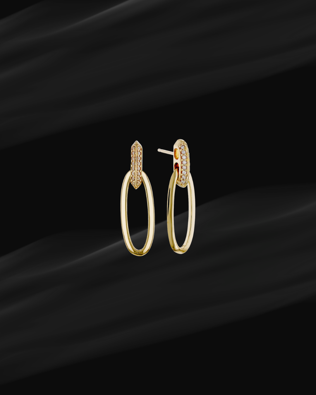 Yellow Gold Diamond Oval Earrings