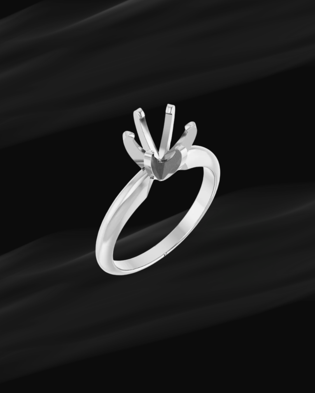 14K White Gold Solitaire Mounting with 6-Prong Head