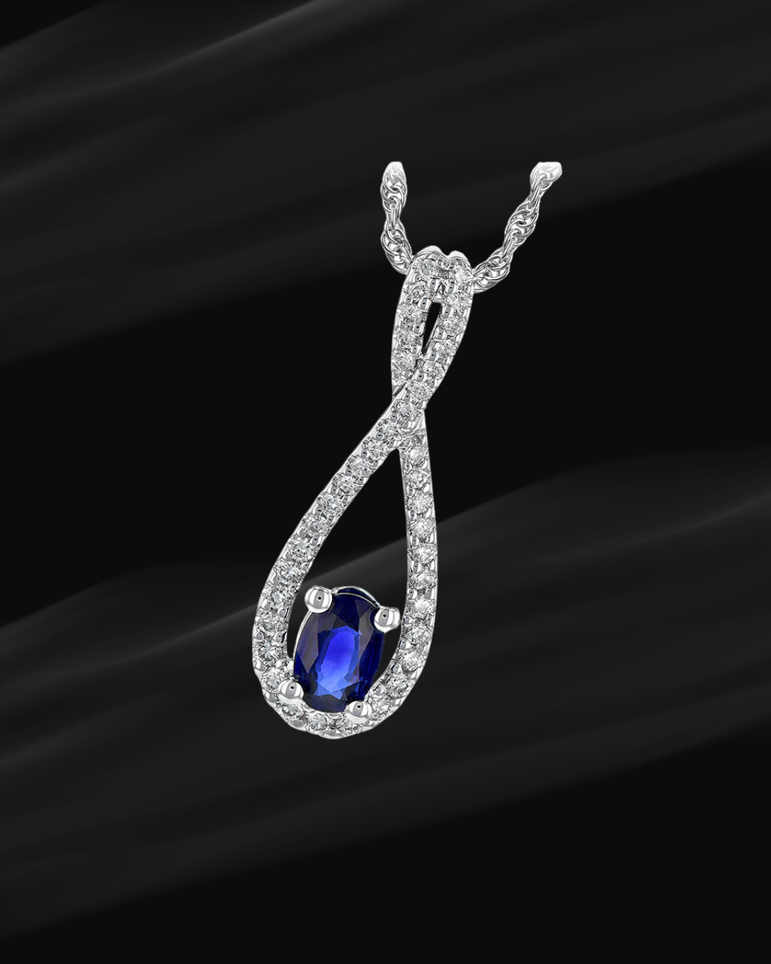 14K White Gold Sapphire and Diamond Pendant