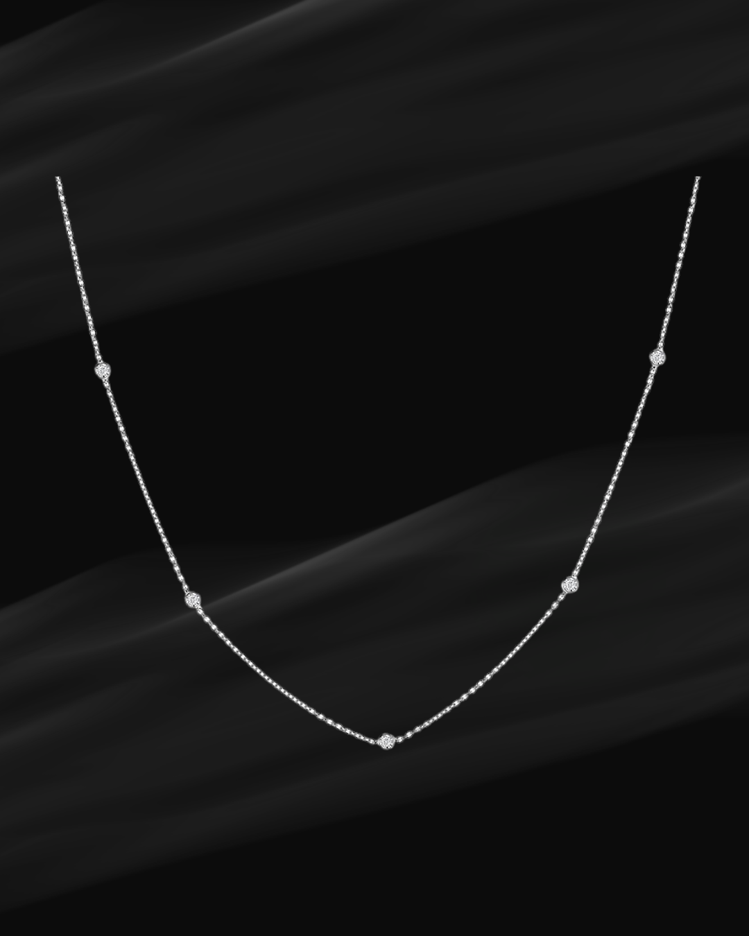 White Gold Diamond Station Necklace