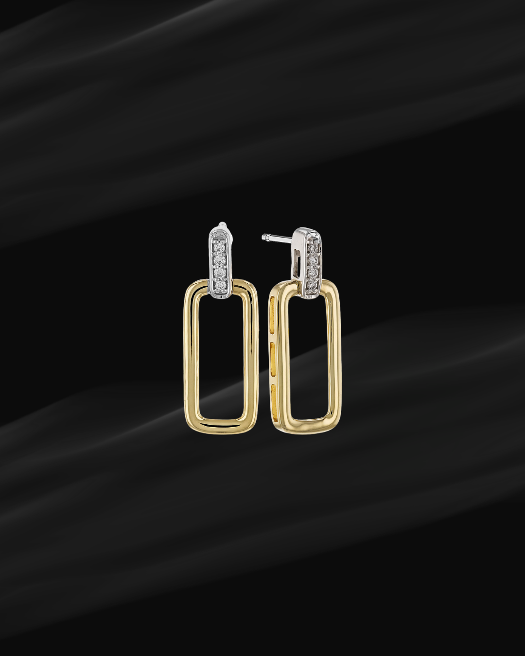 Yellow Gold Diamond Square Earrings