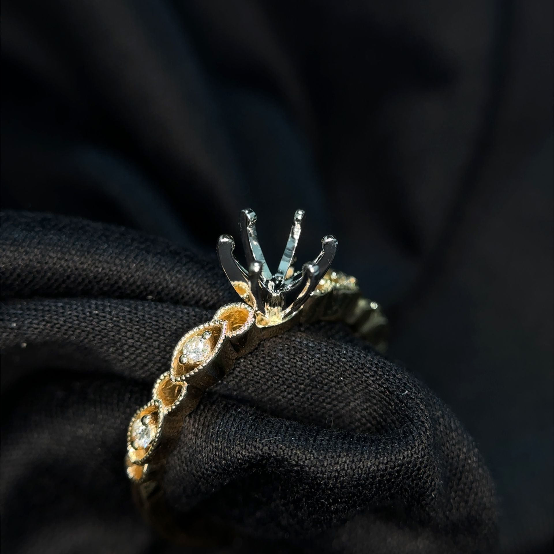 14K Yellow Gold Semi Mount Ring
