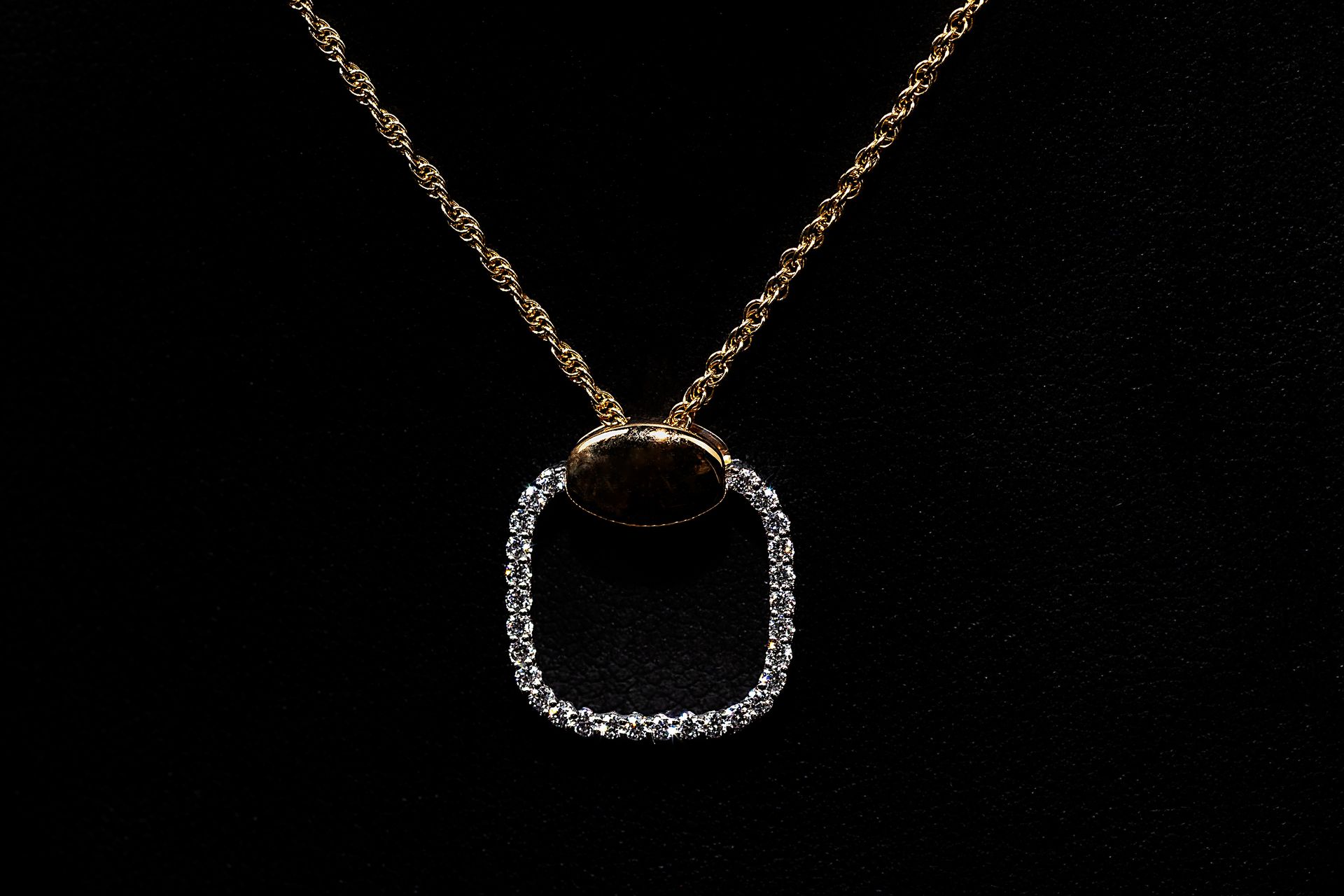 Yellow Gold Diamond Square-shaped Pendant