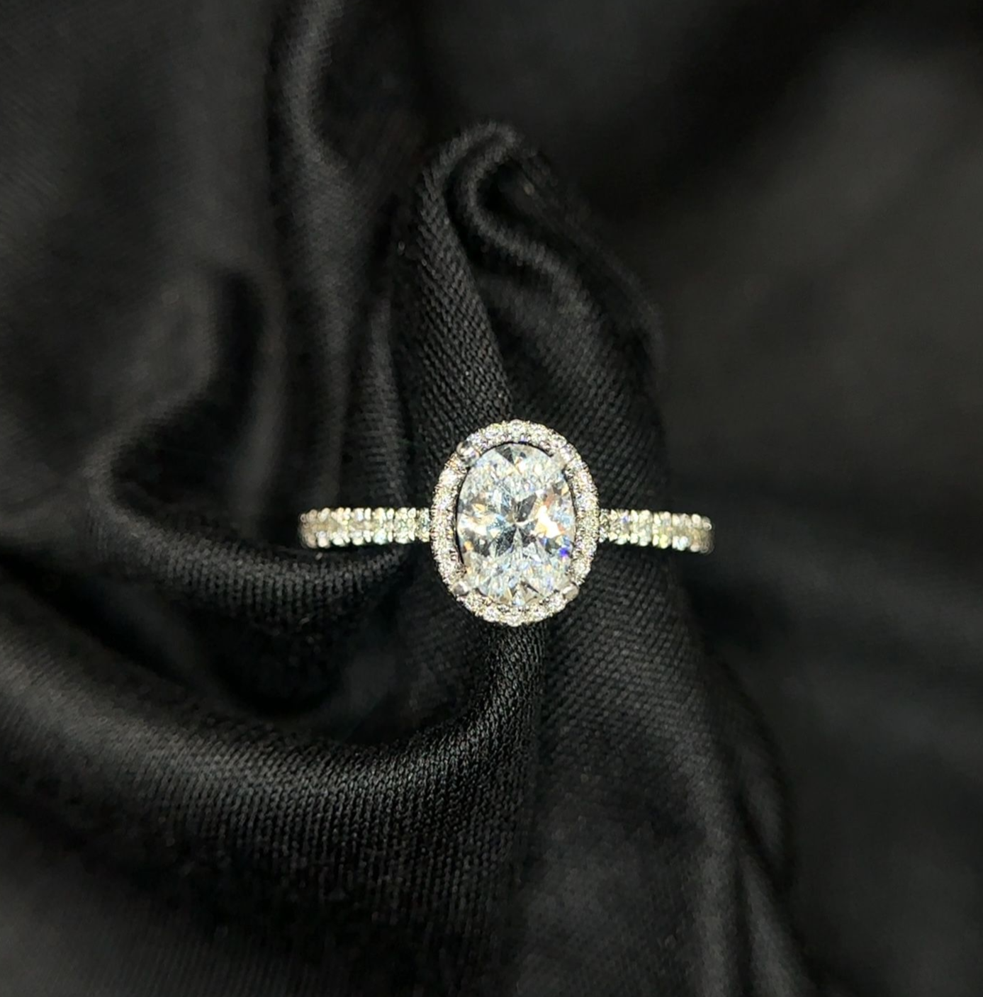 14K White Gold Semi Mount Halo Style Ring