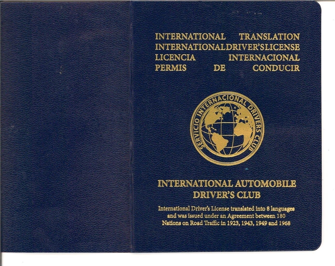 A blue book titled international automobile driver 's club